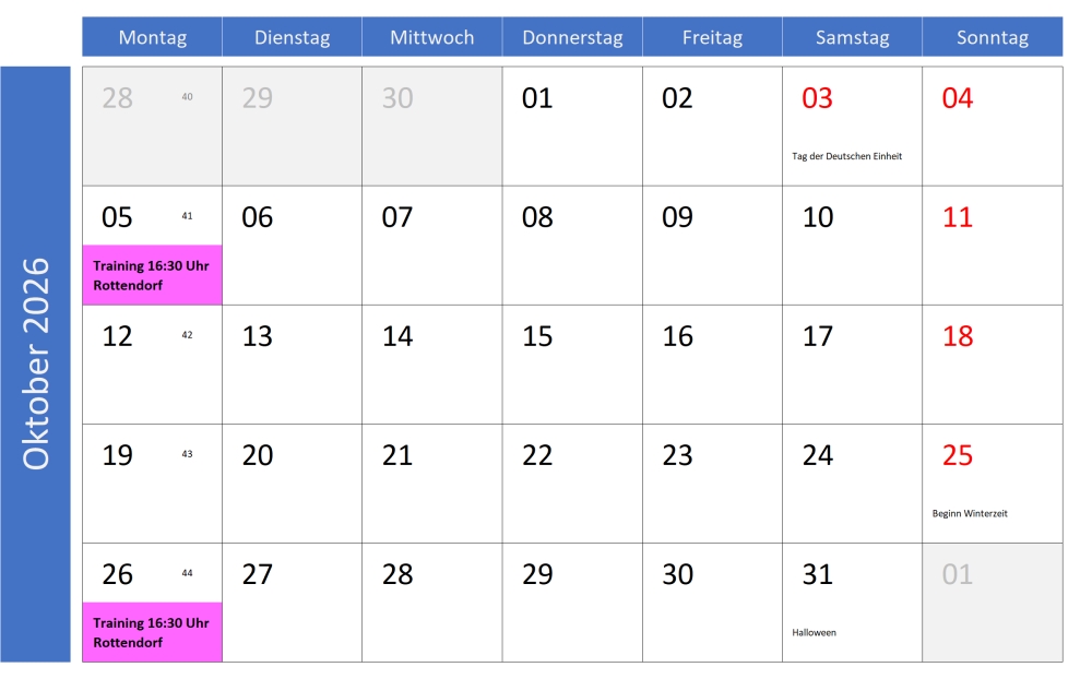 Termine Oktober